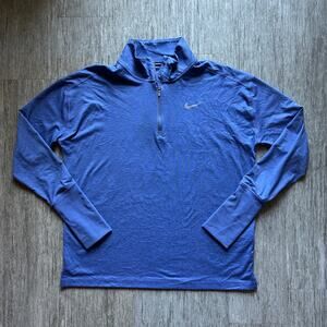 Nike Marled Blue/Gray Boxy Dri-Fit Quarter Zip Long Sleeve Shirt Size Medium